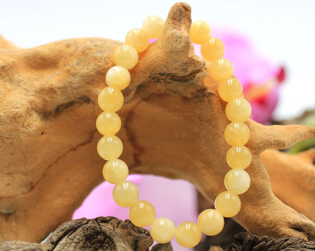 Bracelet en perles 8mm en Calcite orange