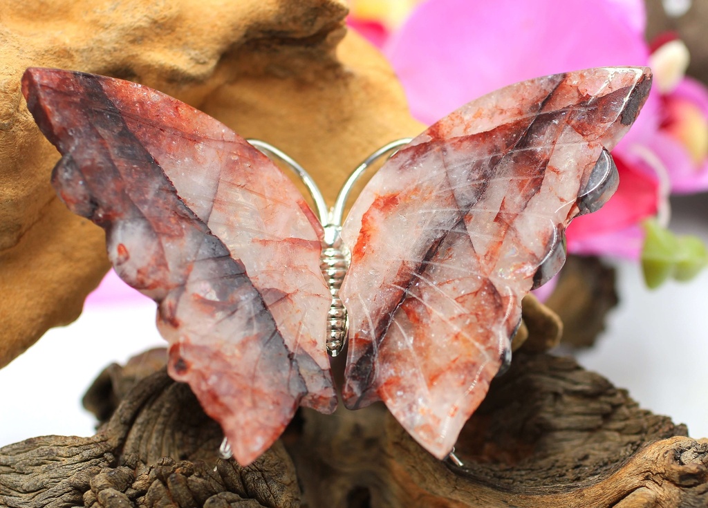 Papillon en Quartz hématoïde