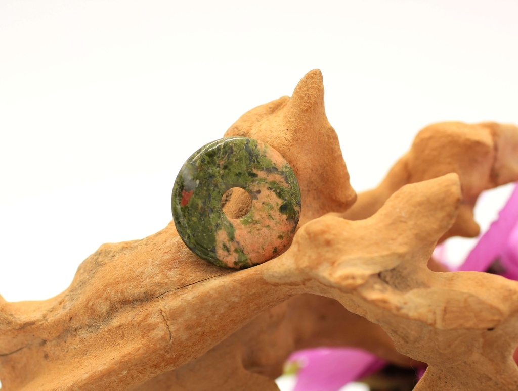 Pendentif donut en Jaspe unakite