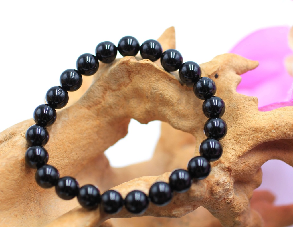 Bracelet en perles 8mm en Tourmaline noire