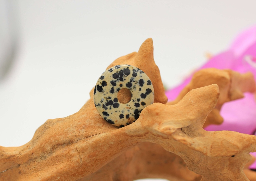 Pendentif donut en Jaspe dalmatien