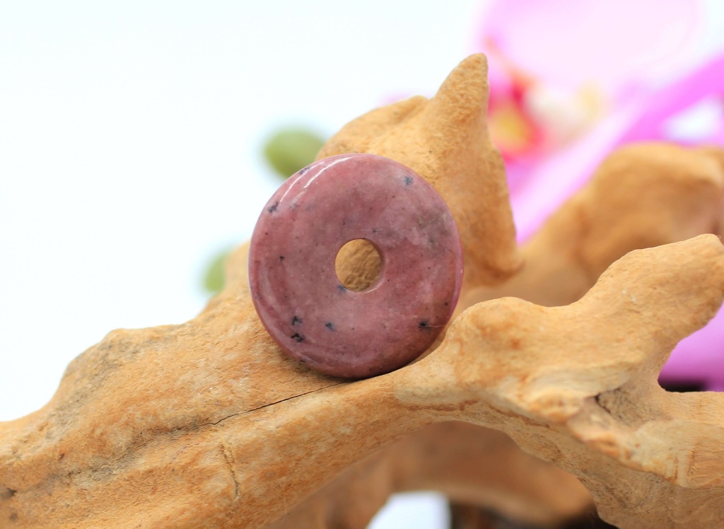 Pendentif donut en Rhodonite