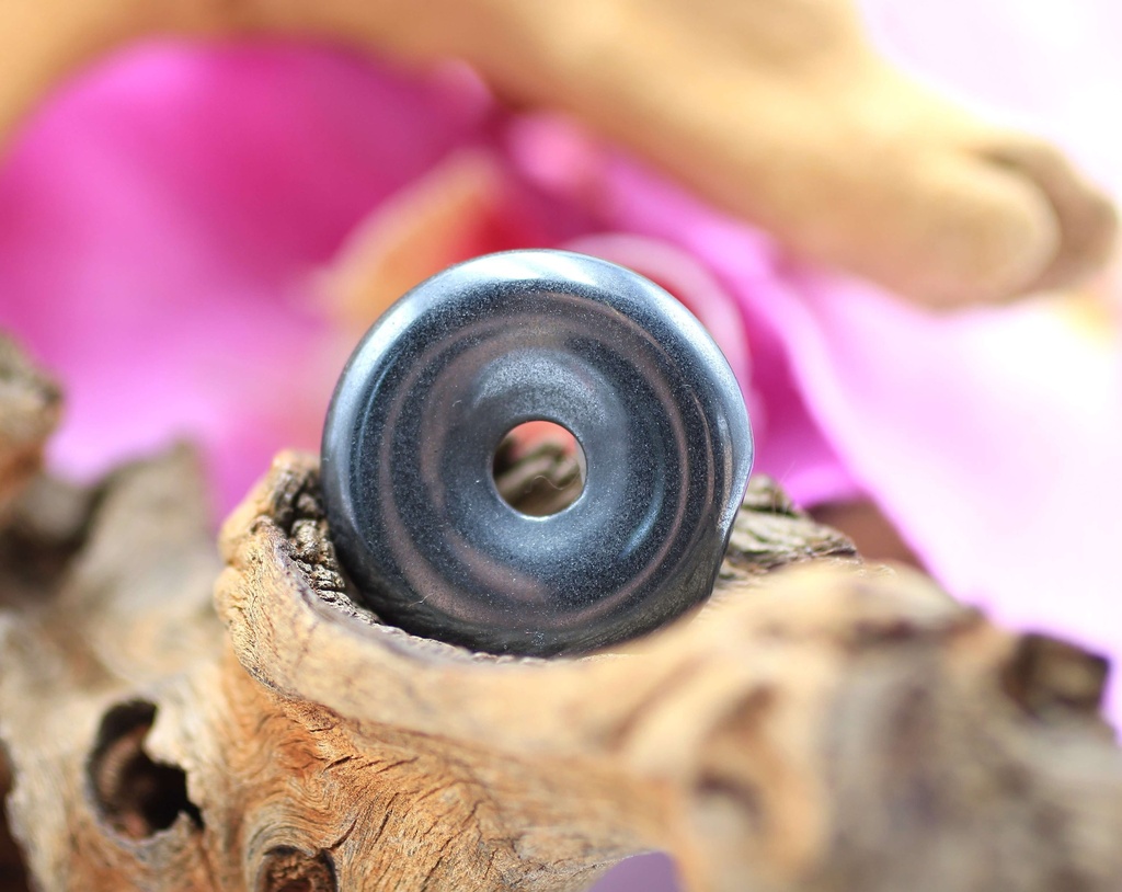 Pendentif donut en Hématite