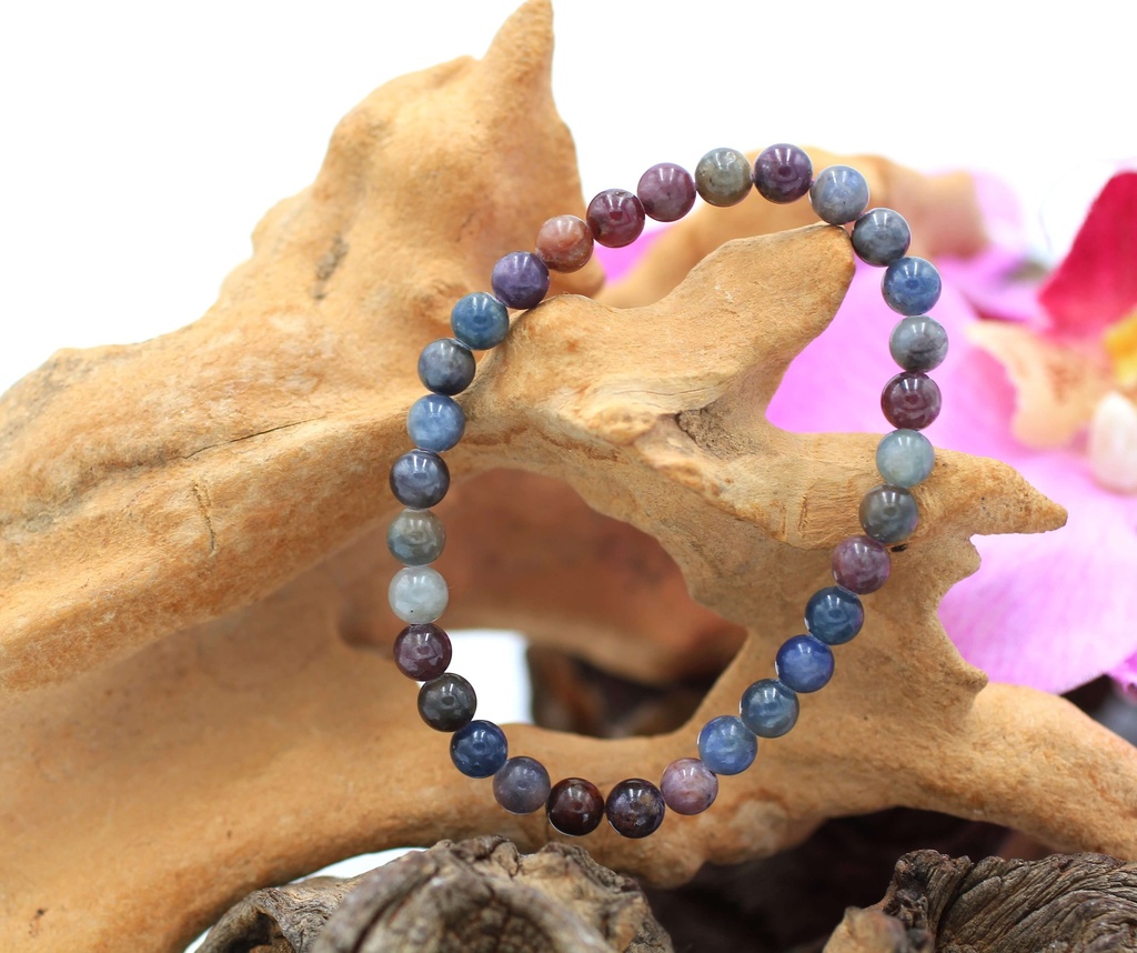 Bracelet en perles 6mm en Saphir multicolore