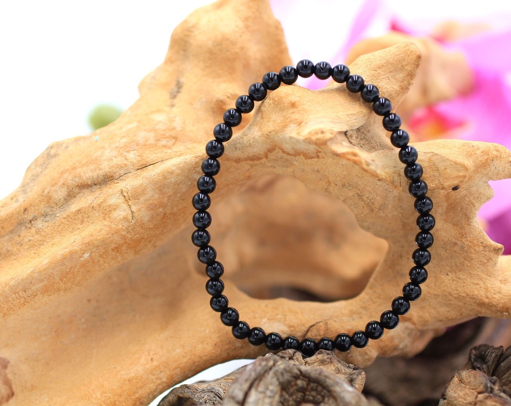 Bracelet en perles 4mm en Onyx noir