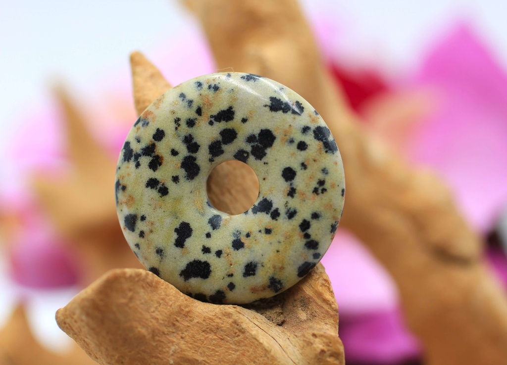 Pendentif donut en Jaspe dalmatien