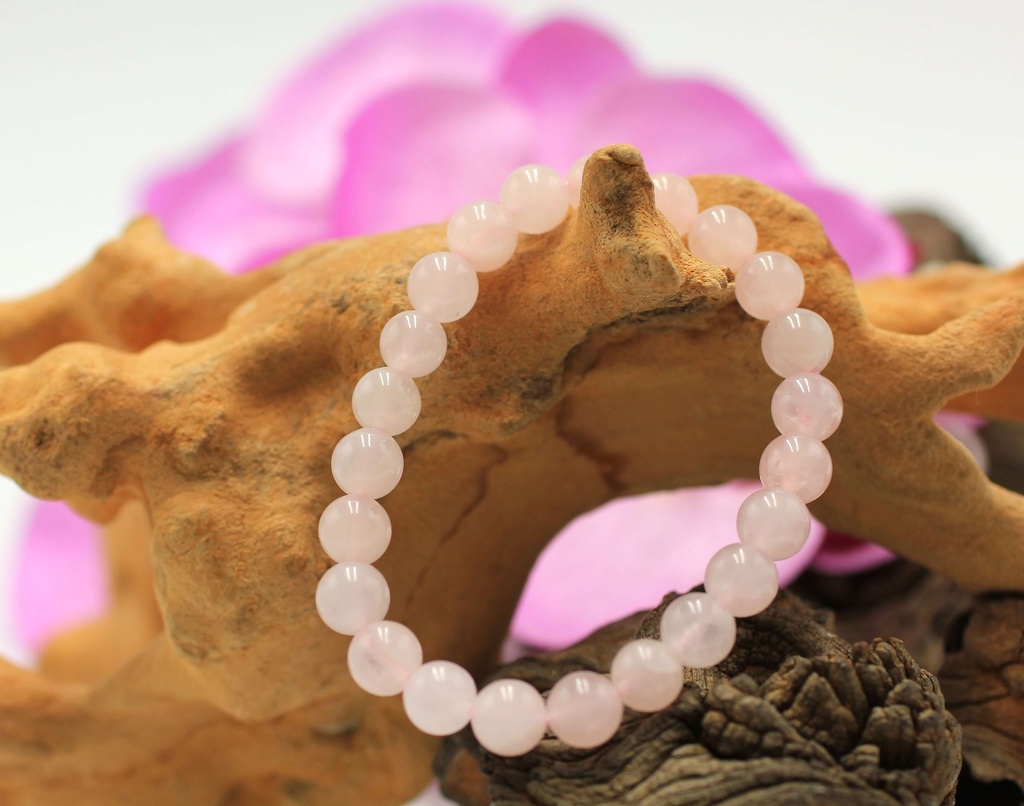 Bracelet en perles 8mm en Quartz rose