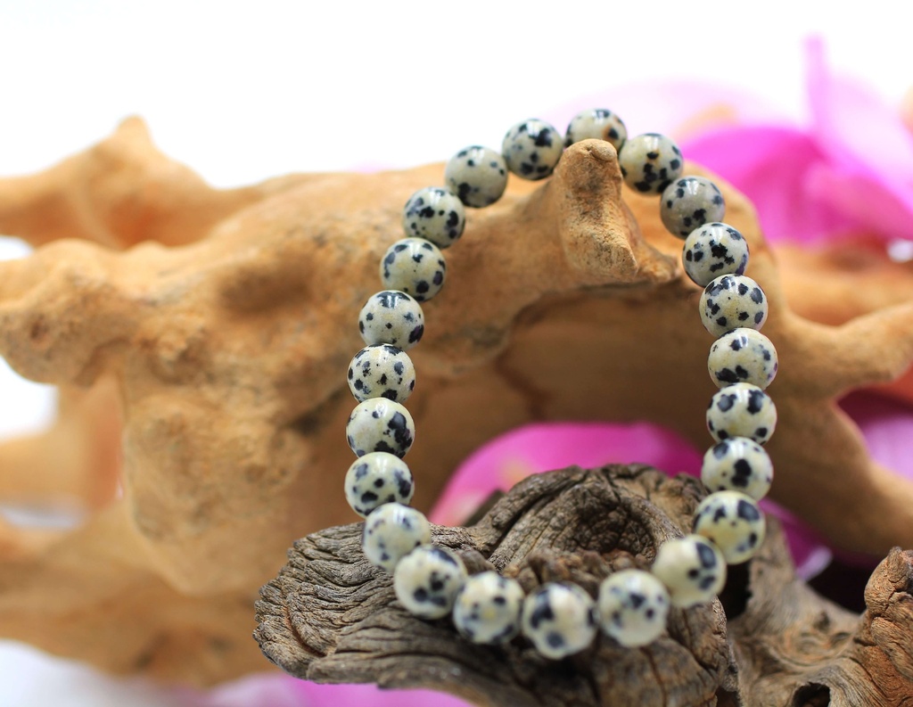 Bracelet en perles 8mm en Jaspe dalmatien