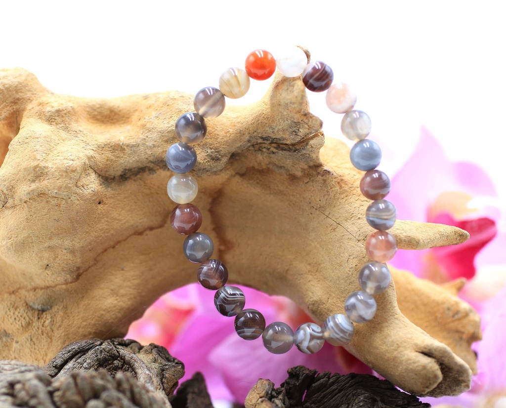 Bracelet en perles 8mm en Agate du Botswana