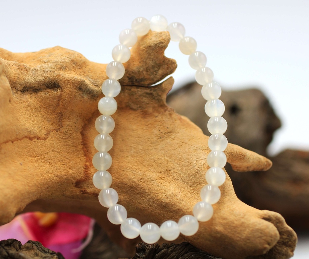 Bracelet en perles 6mm en Pierre de lune blanche