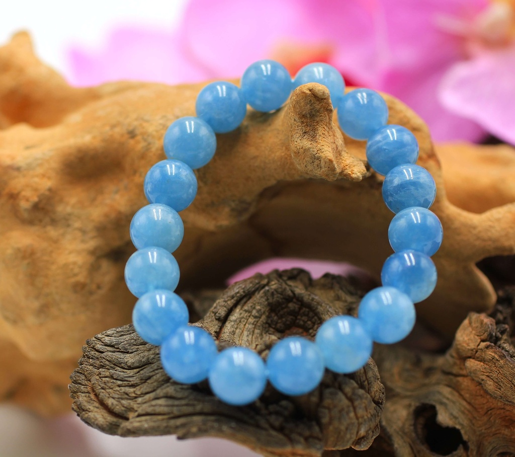 Bracelet en perles 10,5-11,5mm en Aigue-marine