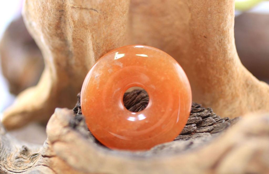 Pendentif donut en Aventurine pêche