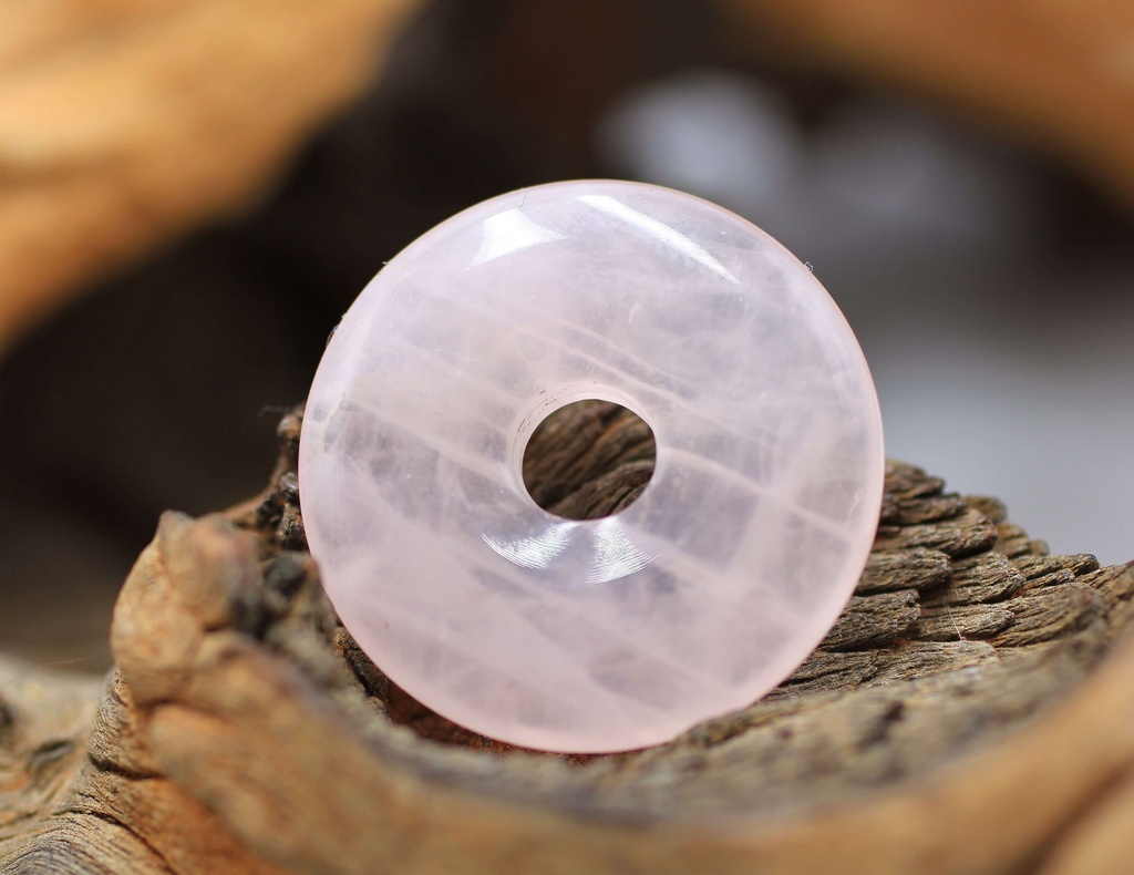 Pendentif donut en Quartz rose