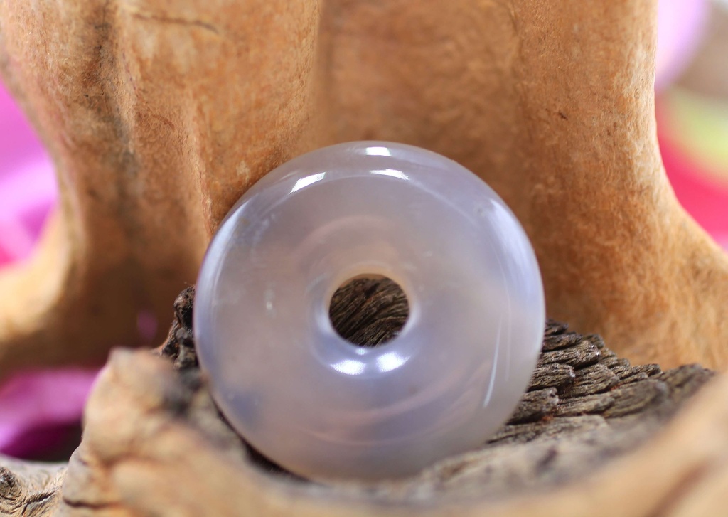 Pendentif donut en agate grise