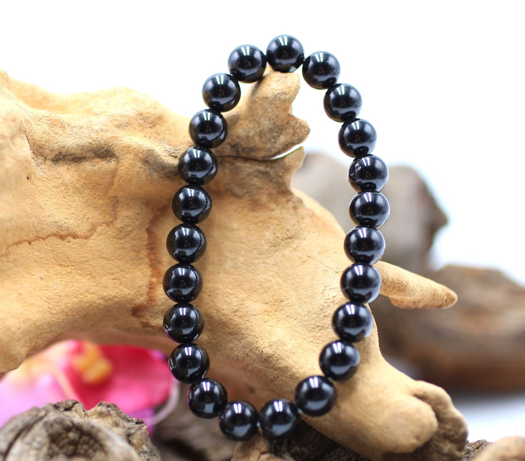 Bracelet en perles 8mm en Spinelle noire