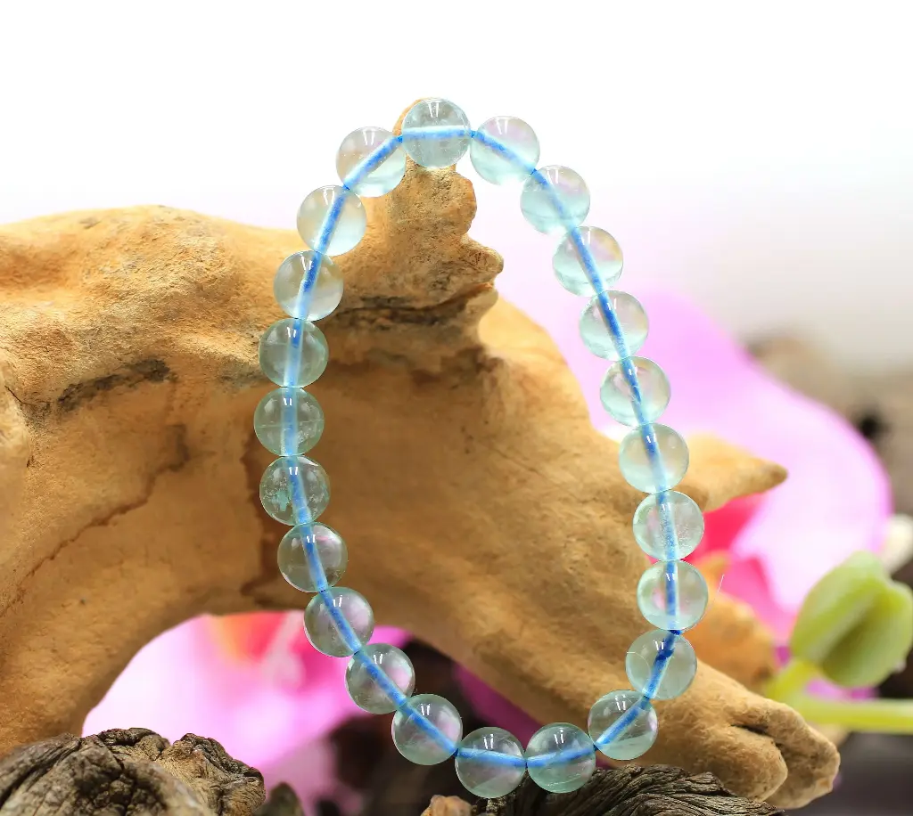 Bracelet en perles 8,0-9,0mm en Fluorite bleue