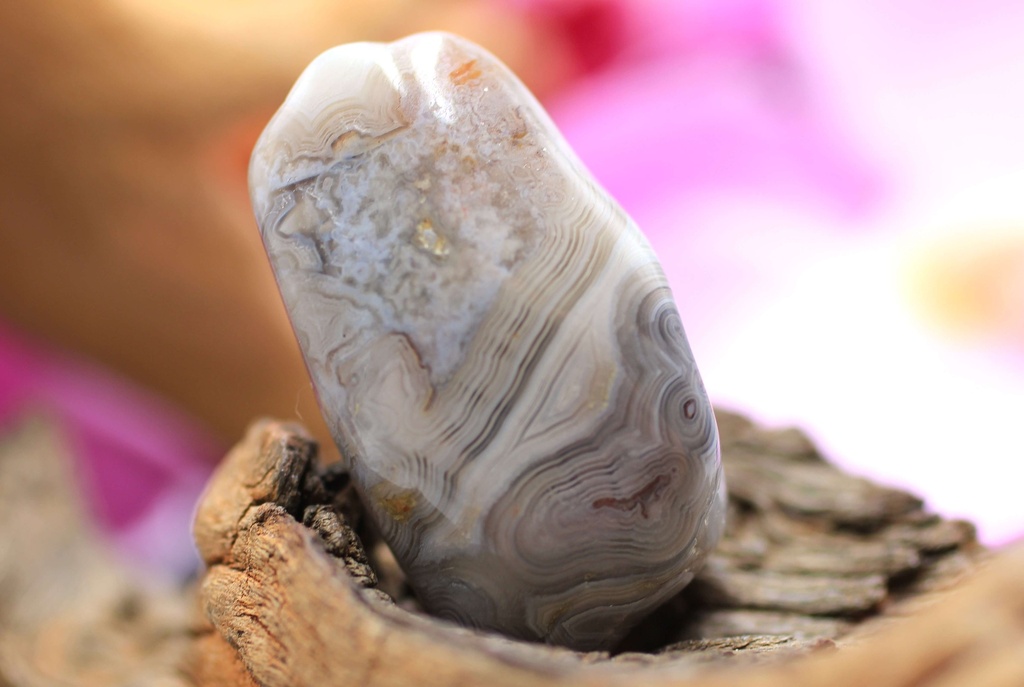 Agate crazy lace grise roulée