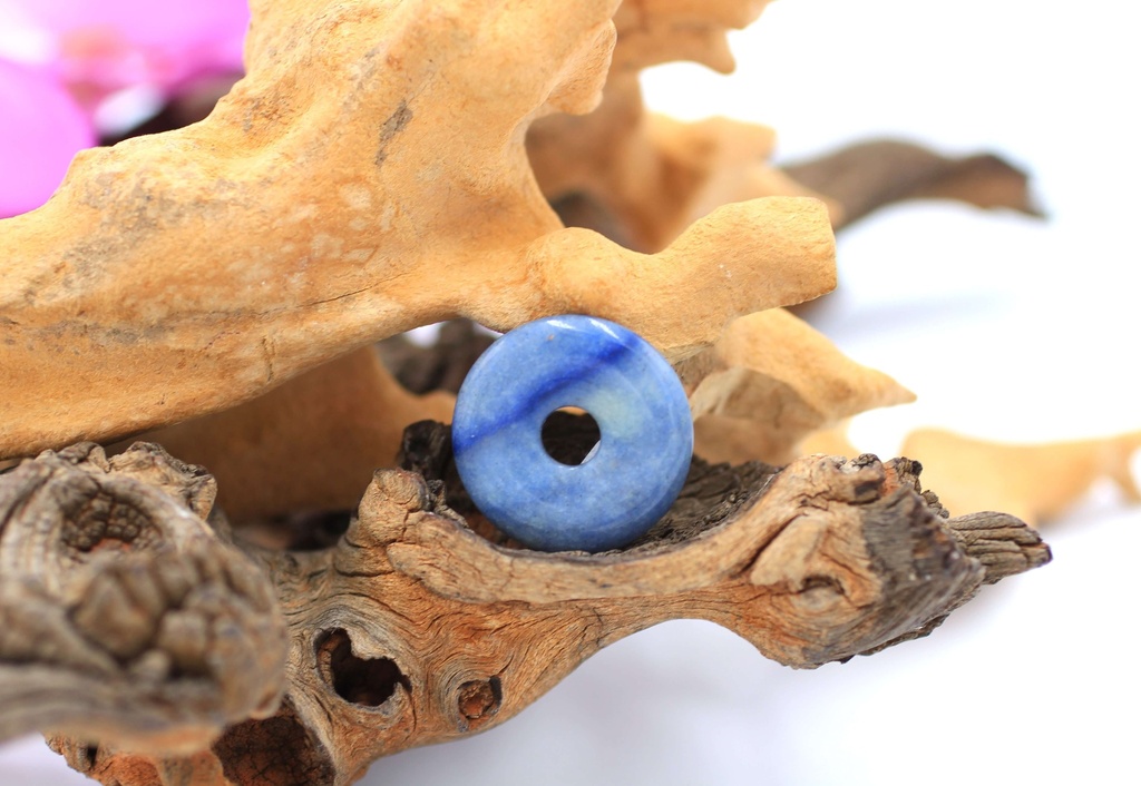 Pendentif donut en Quartz bleu