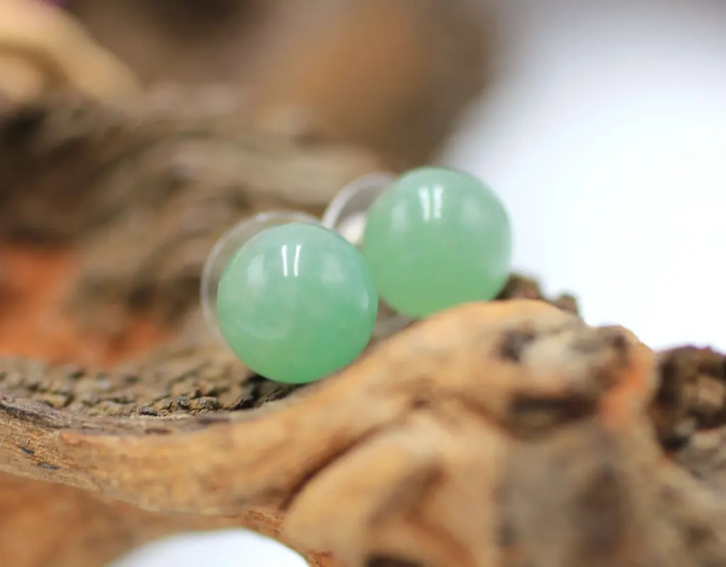 Boucles d'oreille en perles 10mm en Aventurine verte