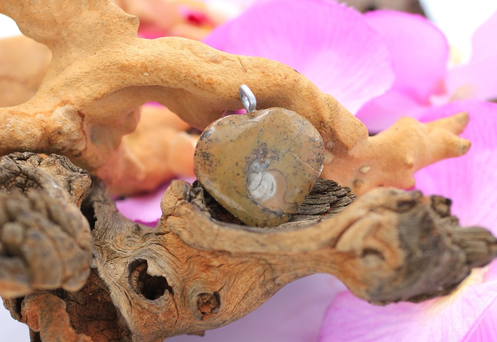 Pendentif cœur en Ammonite
