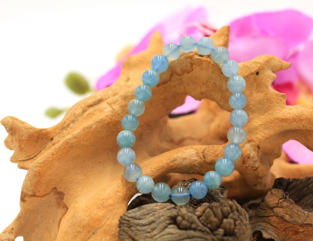 Bracelet en perles 8mm en Calcite bleue