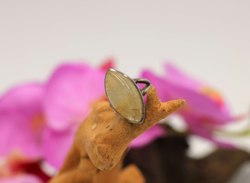 Bague en Argent 925 et Quartz rutile