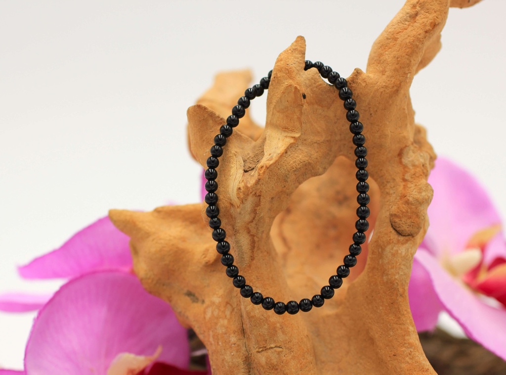 Bracelet en perles 4mm en Tourmaline noire