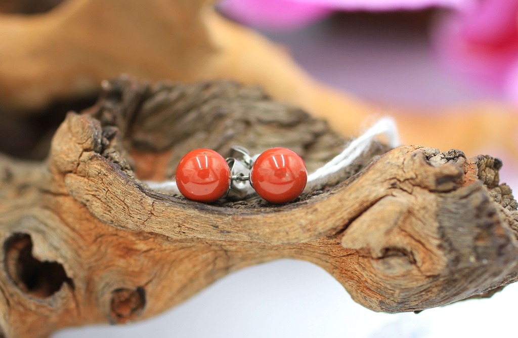 Boucles d'oreille en Jaspe rouge