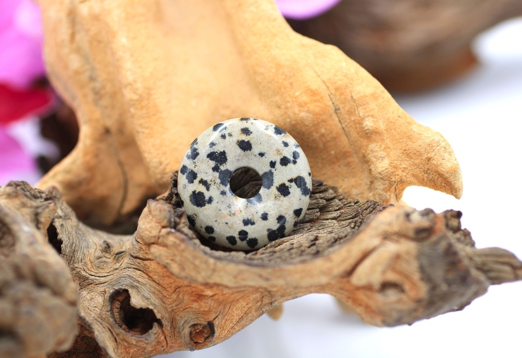 Pendentif donut en Jaspe dalmatien
