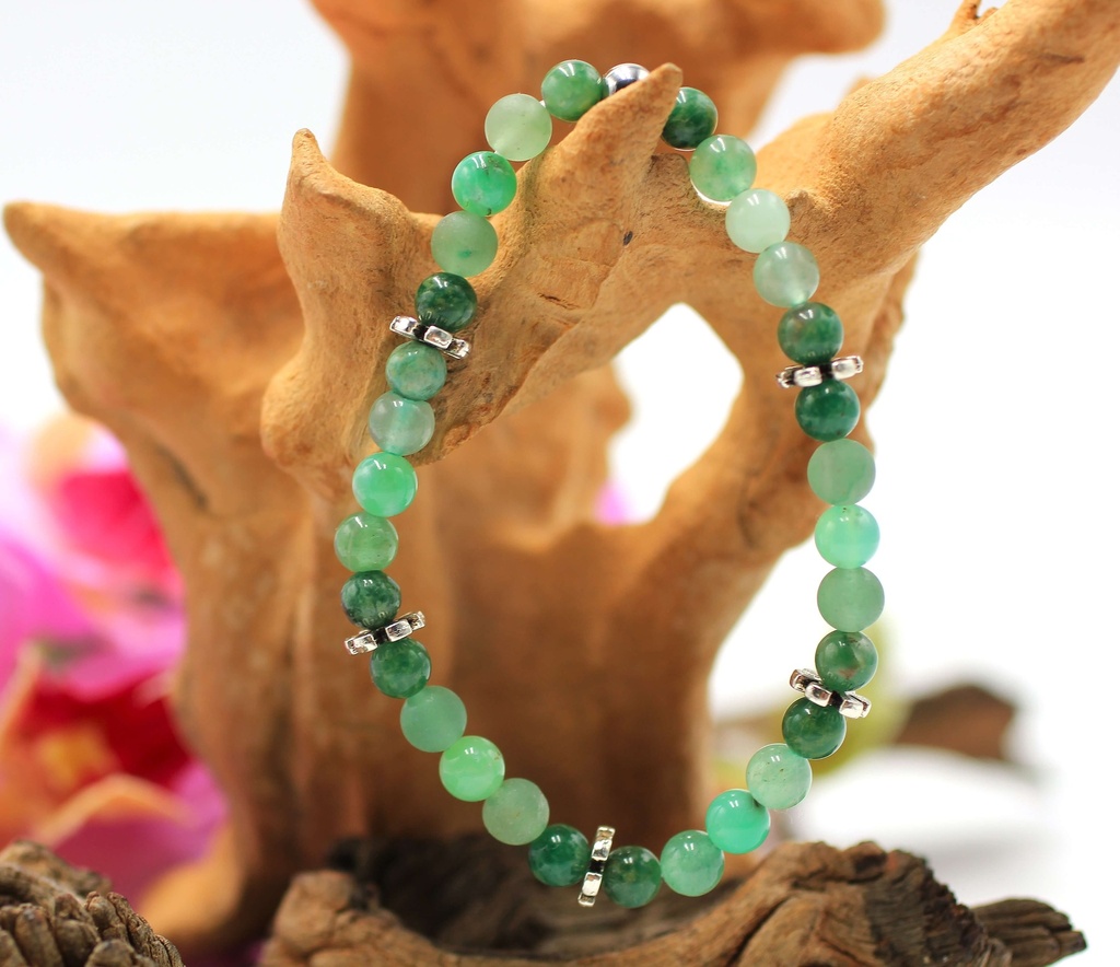 Bracelet en perles 6mm en Aventurine verte, Budstone, Chrysoprase