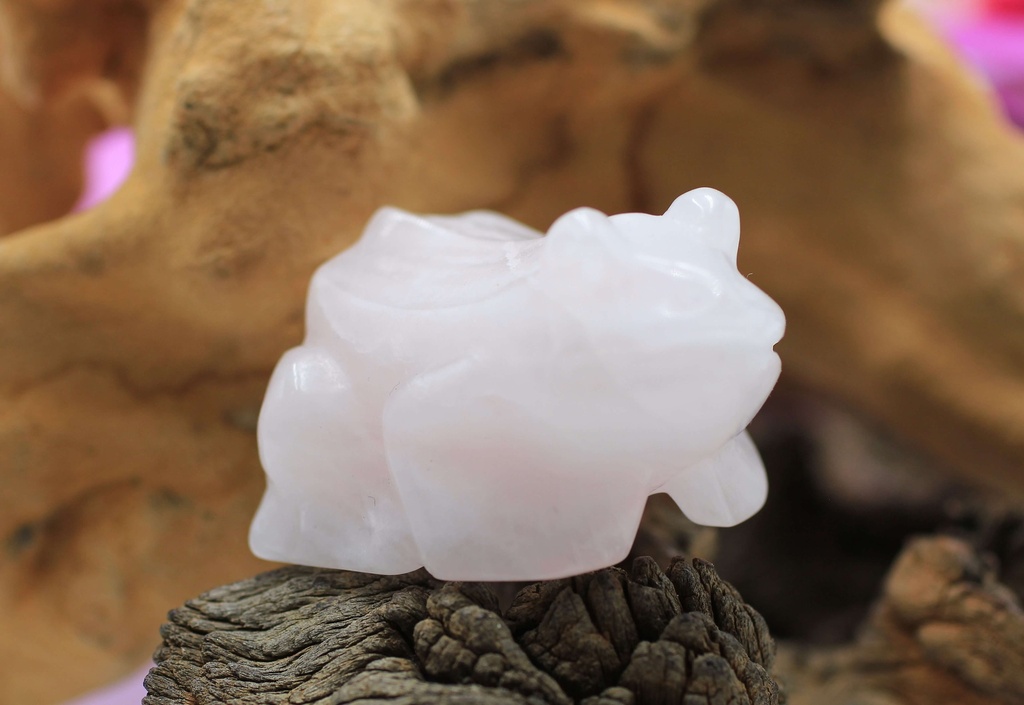 Grenouille en Quartz rose