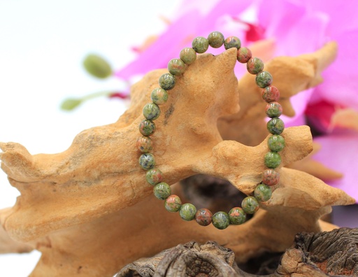 Bracelet en perles 6mm en Jaspe unakite