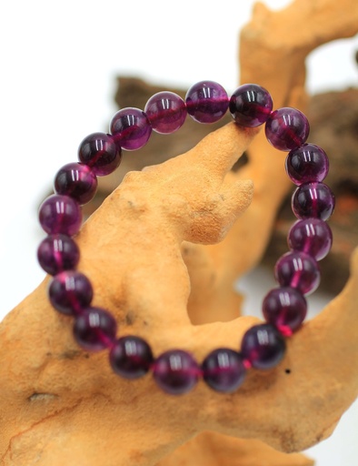 Bracelet en perles 9,5-10,5mm en Fluorite violette