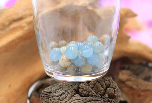 Perle 8mm en Calcite bleue sur gangue