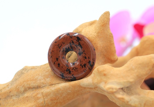 Pendentif donut en Obsidienne acajou