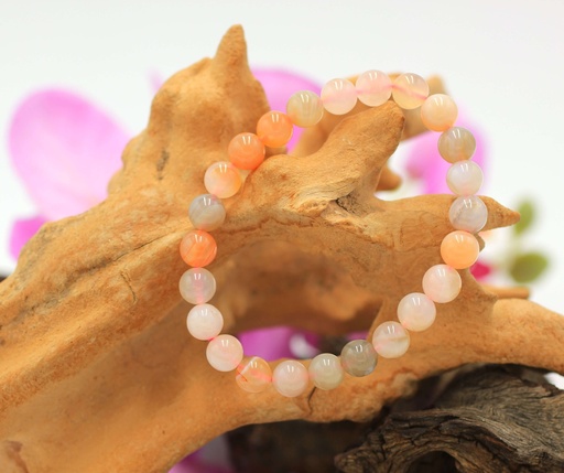 Bracelet en perles 8mm en Agate rose du Botswana