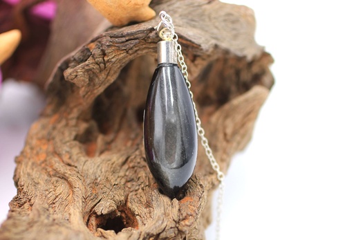 Pendule en Obsidienne argentée