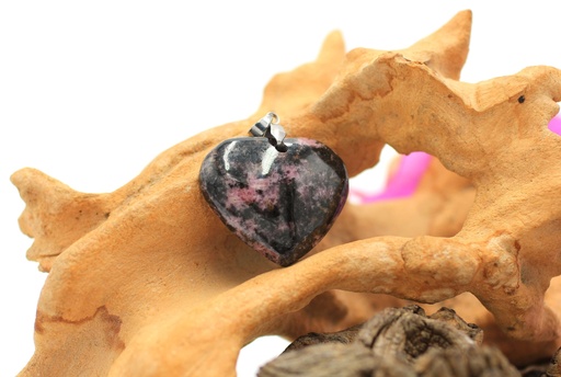 Pendentif cœur en Rhodonite