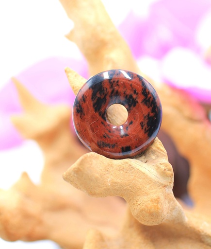 Pendentif donut en Obsidienne acajou