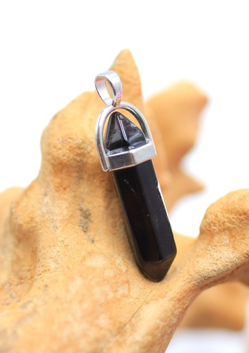 Pendentif biseau en Agate noire