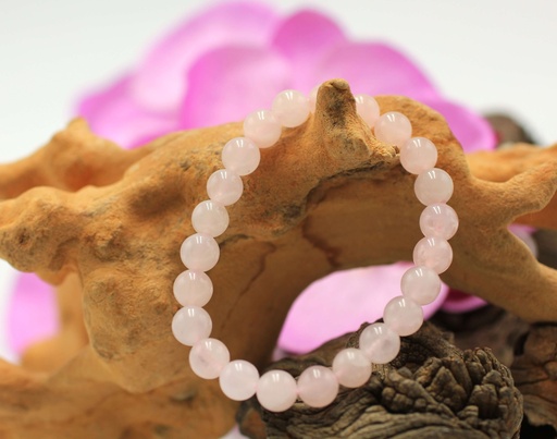 Bracelet en perles 8mm en Quartz rose