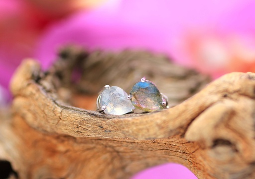 Boucles d'oreille en Argent 925 et en Labradorite facettée