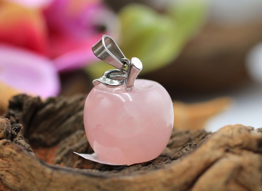 Pendentif pomme en Quartz rose