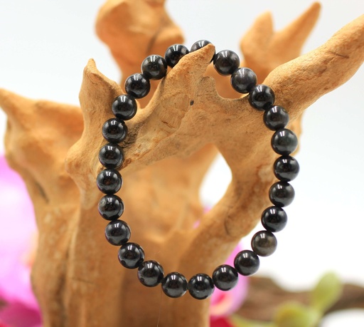 Bracelet en perles 7,5-8,5mm en Saphir noir