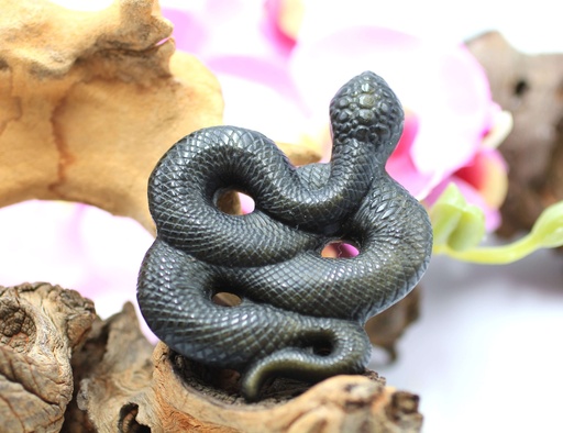 Serpent en Obsidienne dorée