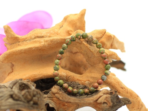 Bracelet en perles 6mm en Jaspe unakite