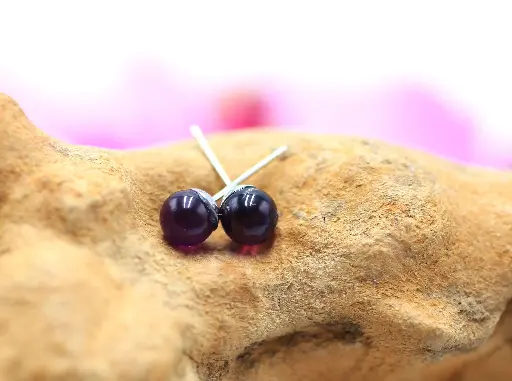 Boucles d'oreille clou en Argent 925 et Améthyste