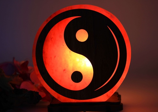 Lampe disque en Sel (Halite) et motif Yin Yang