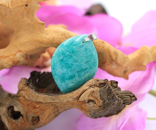 Pendentif feuille en Amazonite